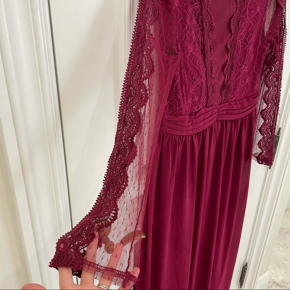 Maroon Lace Maternity Maxi Dress - Picture 5 of 11